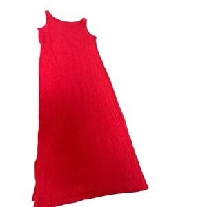 Vtg Amanda Red Velvet Maxi Dress‎ 90s Bodycon Slit Stretch Witchy Goth M